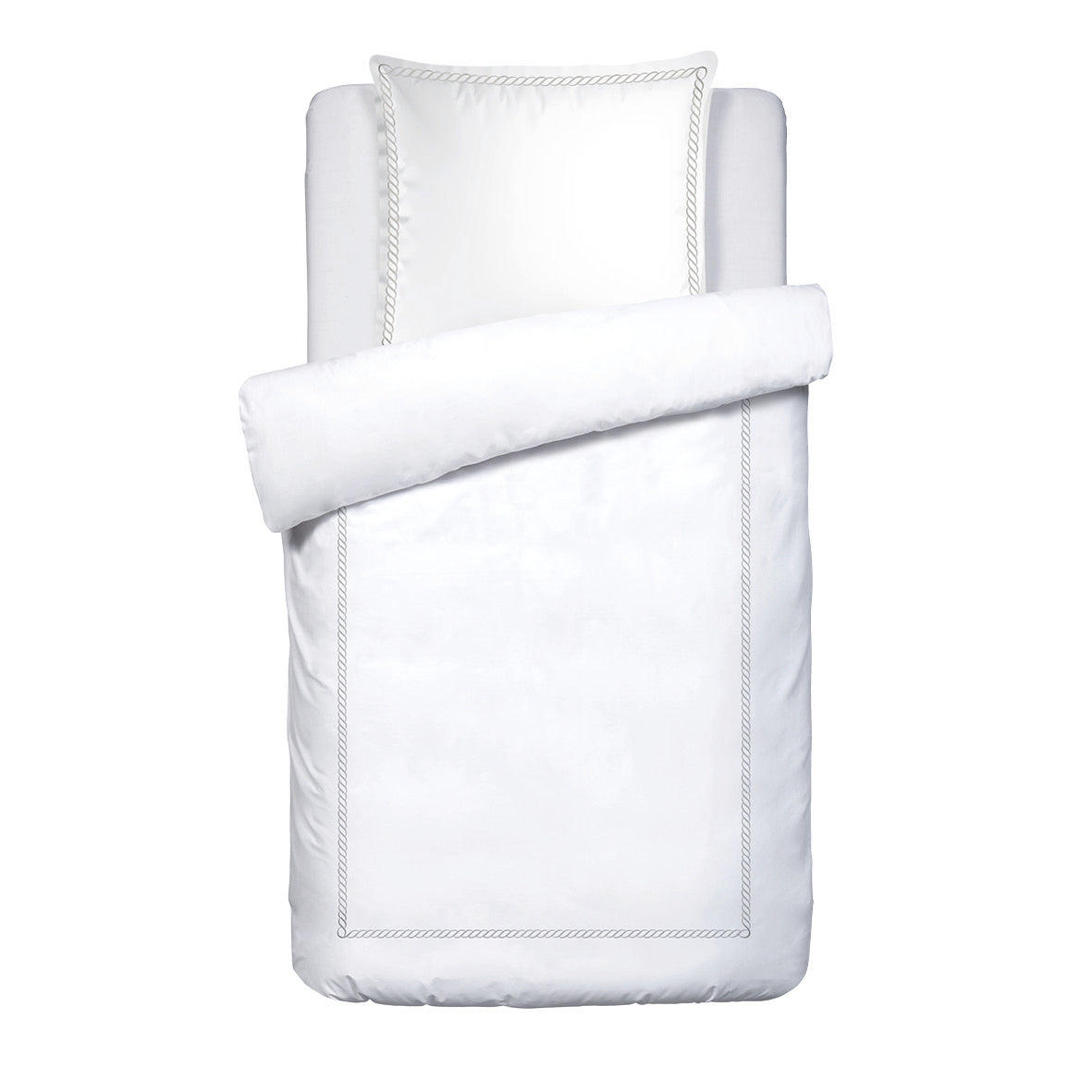 Duvet cover + pillowcase cotton satin - Eclat de soie Grey / White