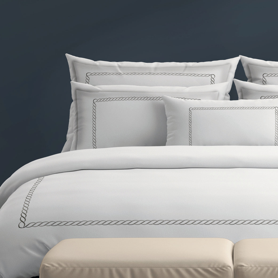 Duvet cover + pillowcase cotton satin - Eclat de soie Grey / White