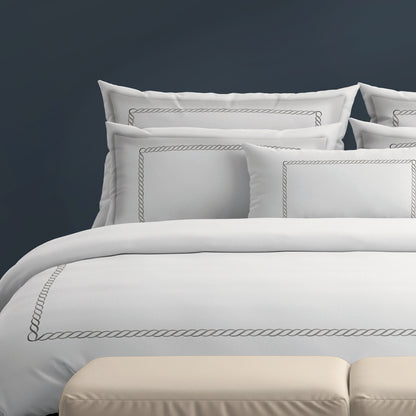 Duvet cover + pillowcase cotton satin - Eclat de soie Grey / White