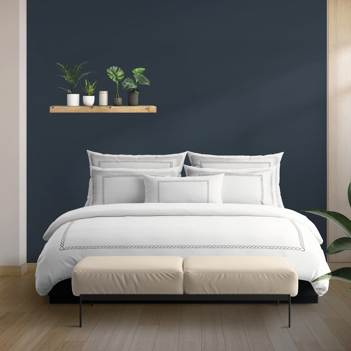 Duvet cover + pillowcase cotton satin - Eclat de soie Grey / White