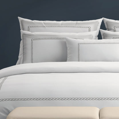 Taie(s) d'oreiller satin de coton - Eclat de soie Gris / Blanc