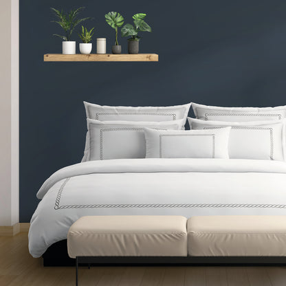 Taie(s) d'oreiller satin de coton - Eclat de soie Gris / Blanc