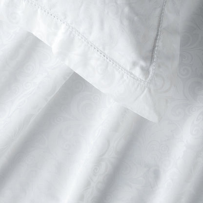 Duvet cover + pillowcase cotton satin - Mélodie impériale White