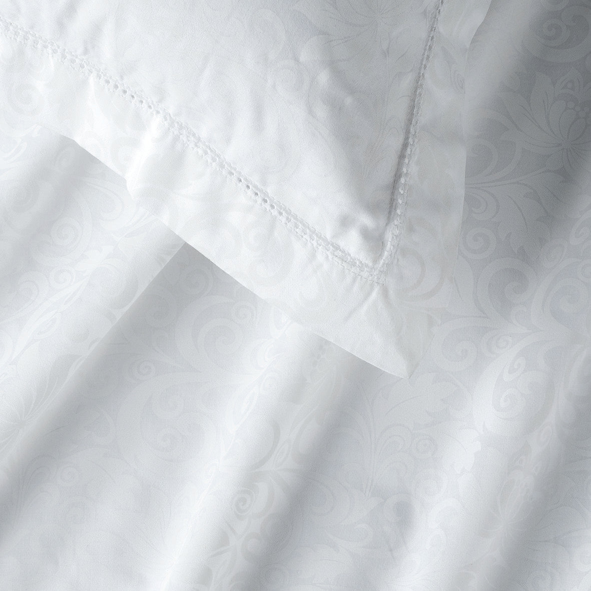 Taie(s) d'oreiller satin de coton - Mélodie impériale Blanc