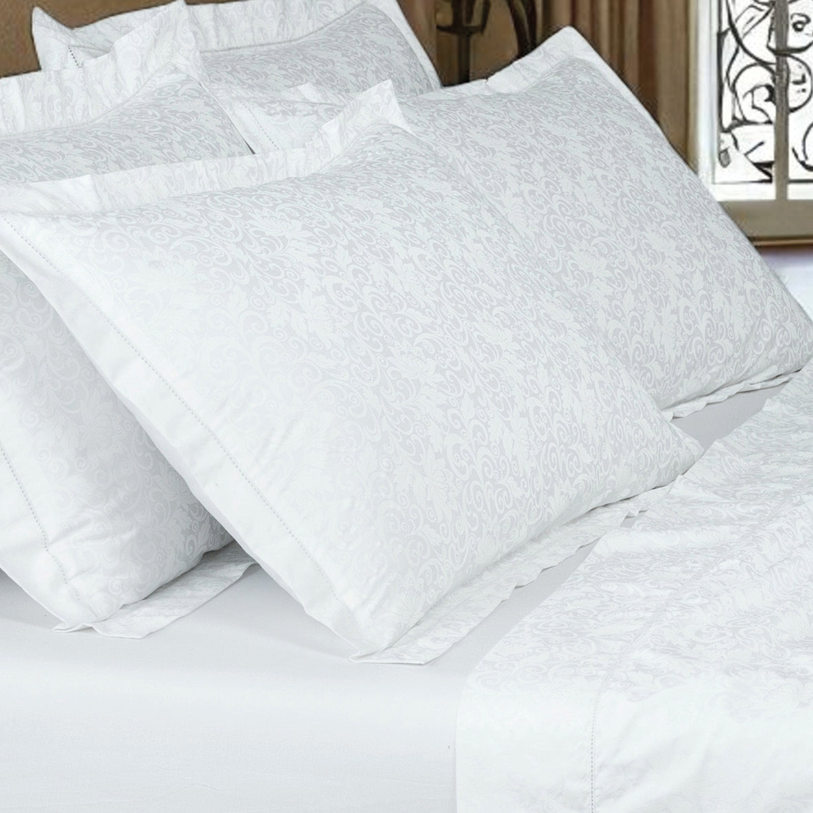 Taie(s) d'oreiller satin de coton - Mélodie impériale Blanc