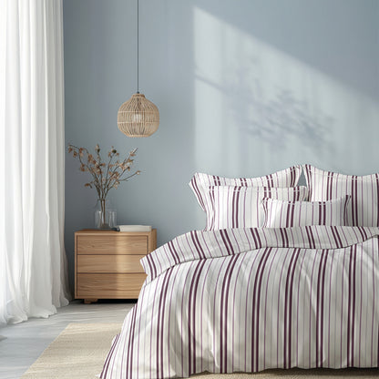 Duvet cover + pillowcase cotton satin - Elsa Purple / White