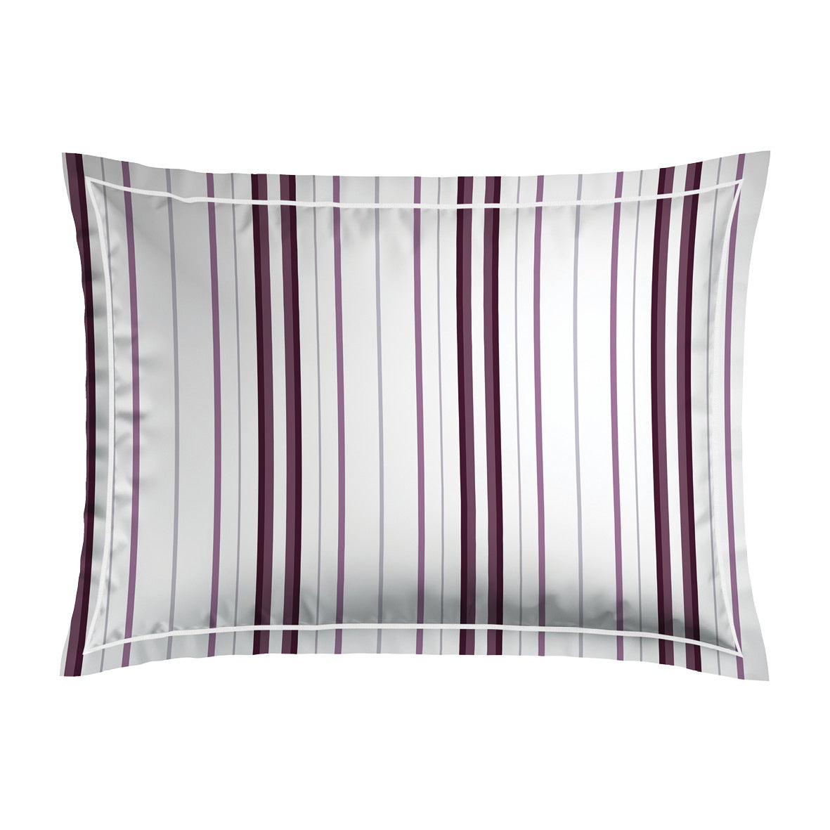 Taie d'oreiller satin de coton Elsa Mauve / Blanc
