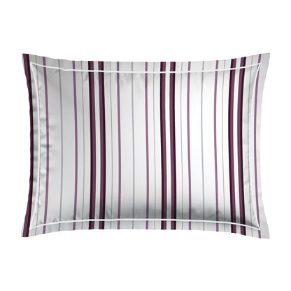 Taie d'oreiller satin de coton Elsa Mauve / Blanc