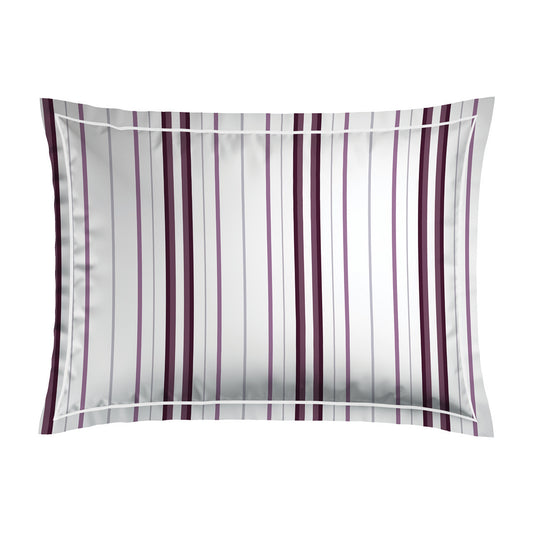 Taie d'oreiller satin de coton Elsa Mauve / Blanc