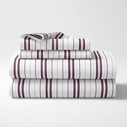 Sheet set cotton satin - Elsa Purple / White