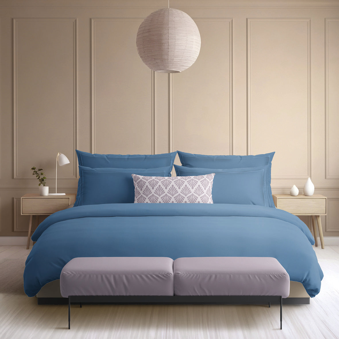 Taie(s) d'oreiller satin de coton - Uni 1 baratta Bleu 05