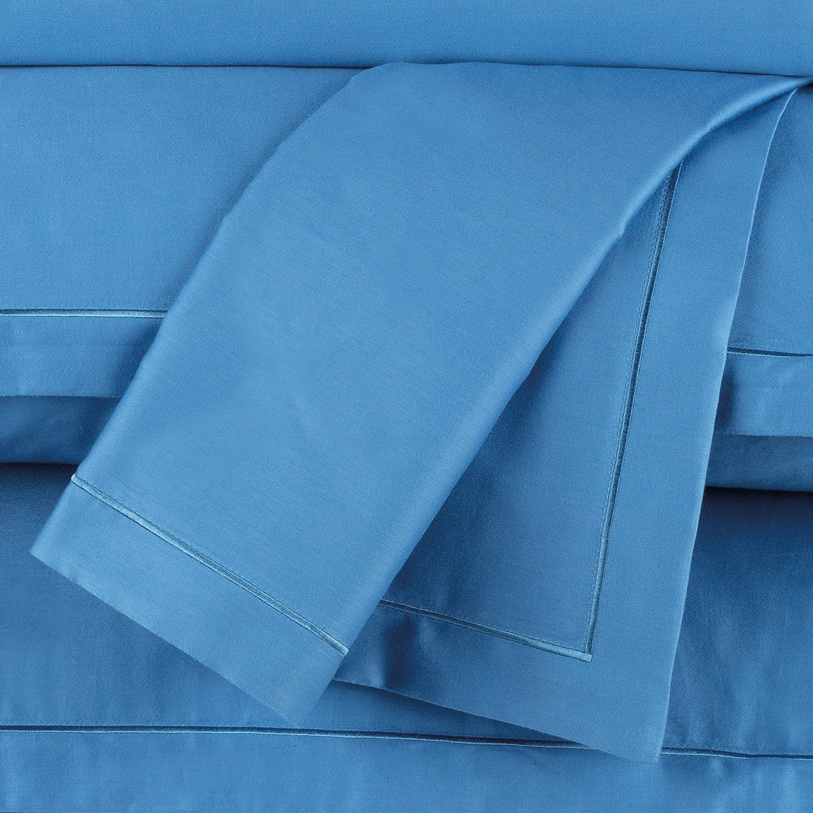 Drap plat satin de coton - Uni 1 baratta Bleu 05