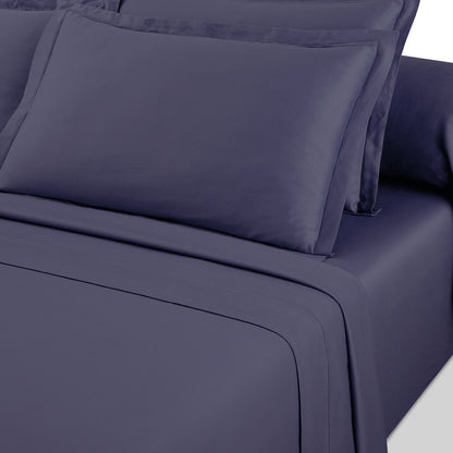 Drap plat satin de coton - Uni 1 baratta Bleu 06