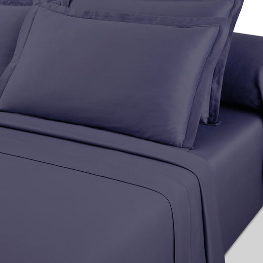 Drap plat satin de coton - Uni 1 baratta Bleu 06