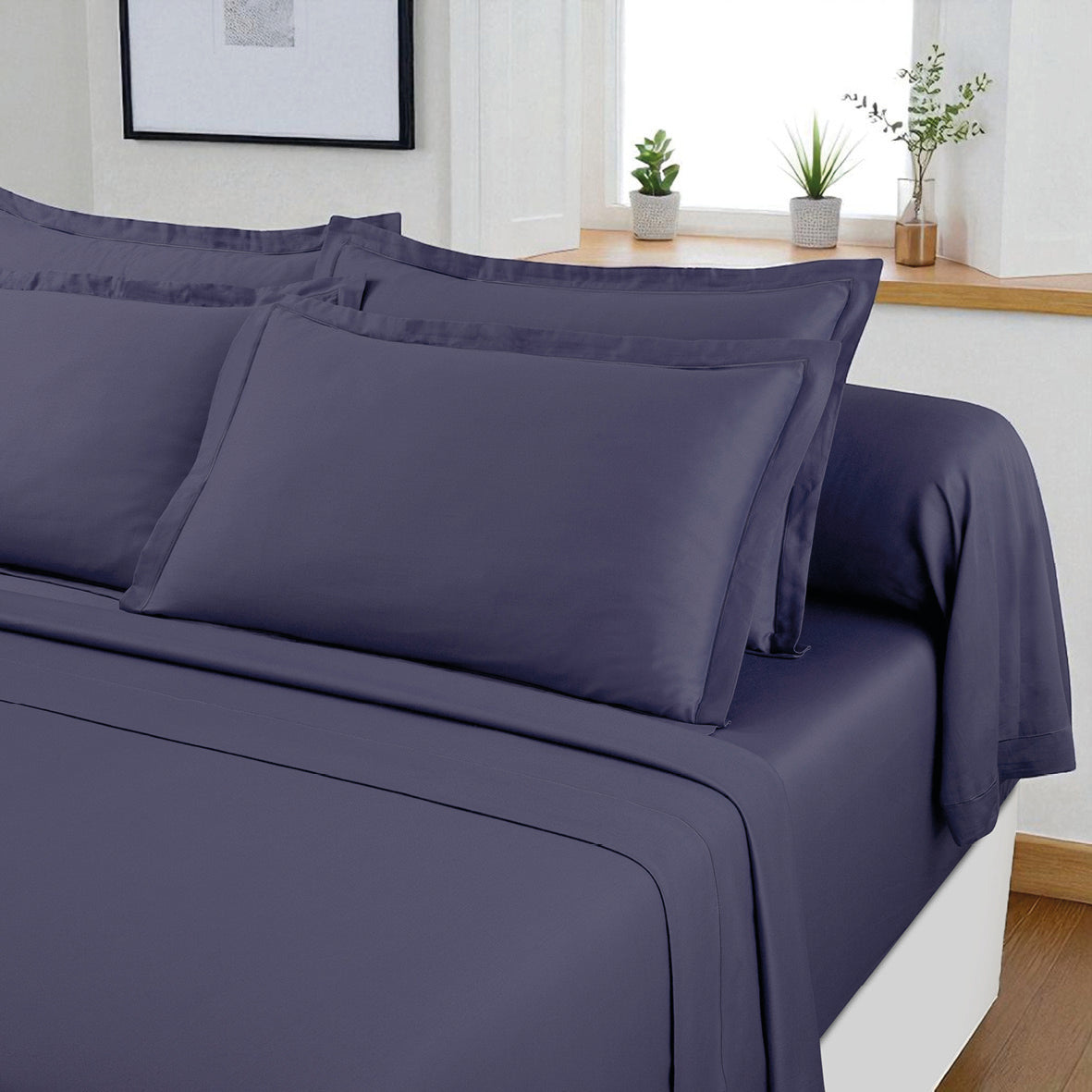 Sheet set cotton satin - Uni 1 baratta Blue 06