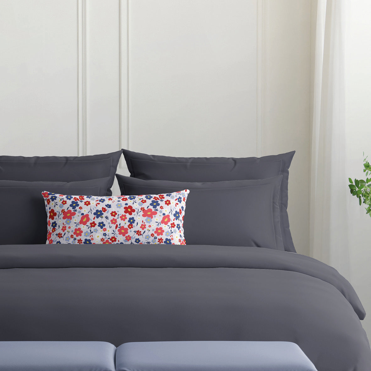 Taie(s) d'oreiller satin de coton - Uni 1 baratta Bleu 07