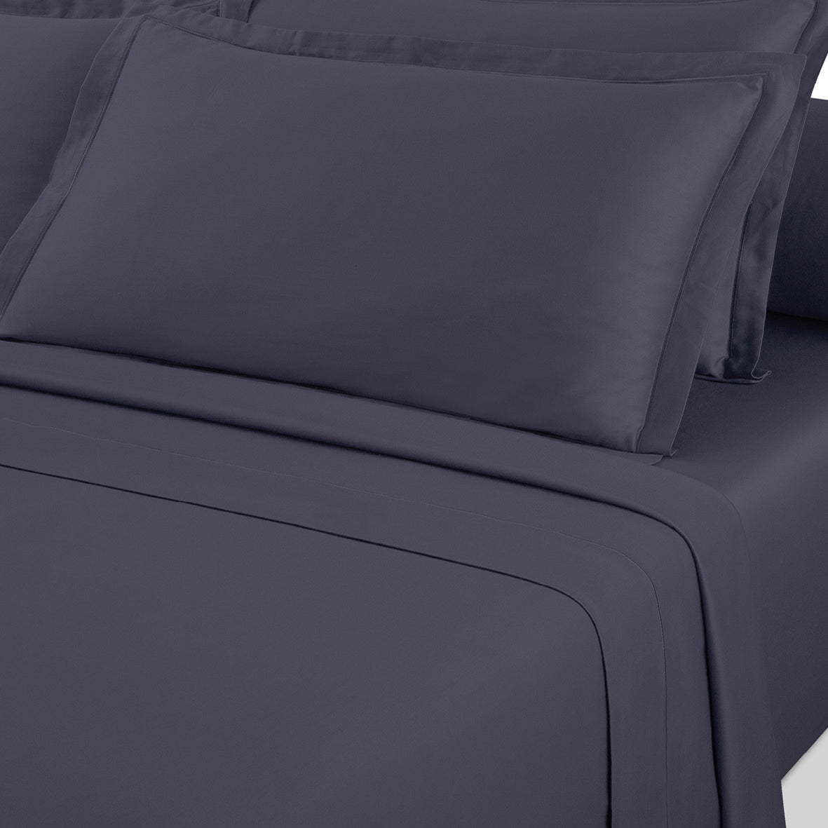 Drap plat satin de coton - Uni 1 baratta Bleu 07