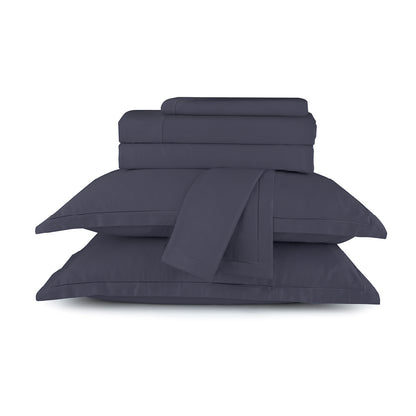 Ensemble de draps satin de coton - Uni 1 baratta Bleu 07