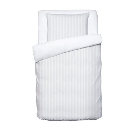 Duvet cover + pillowcase baby cotton satin dobby stripe woven - White