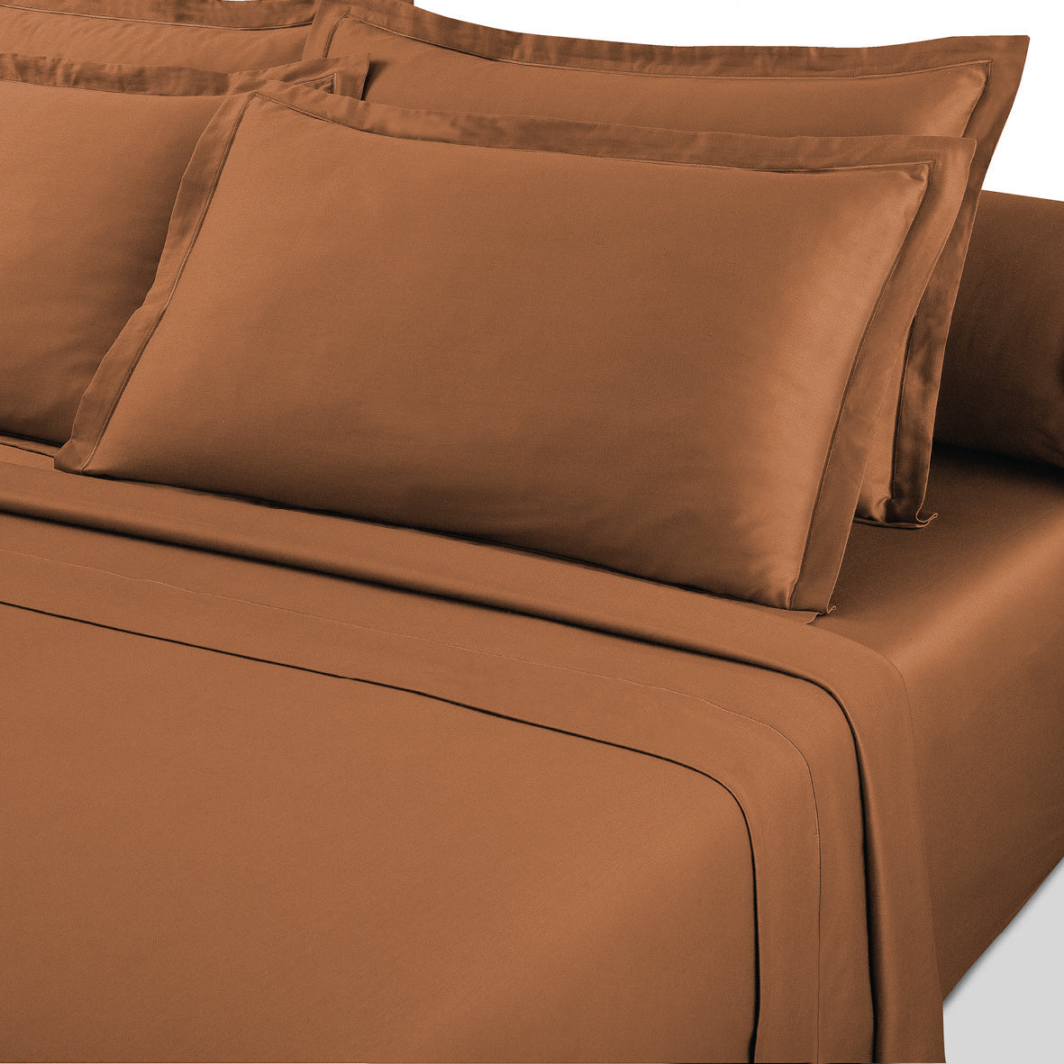 Drap plat satin de coton - Uni 1 baratta Brun 01