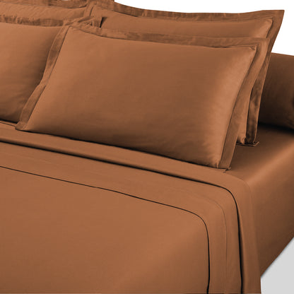 Drap plat satin de coton - Uni 1 baratta Brun 01