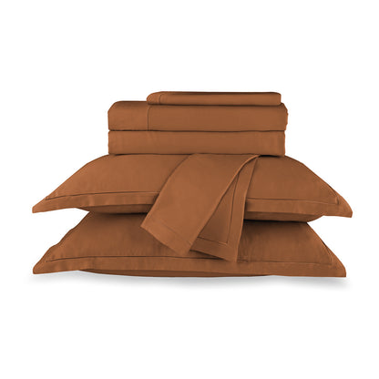 Ensemble de draps satin de coton - Uni 1 baratta Brun 01