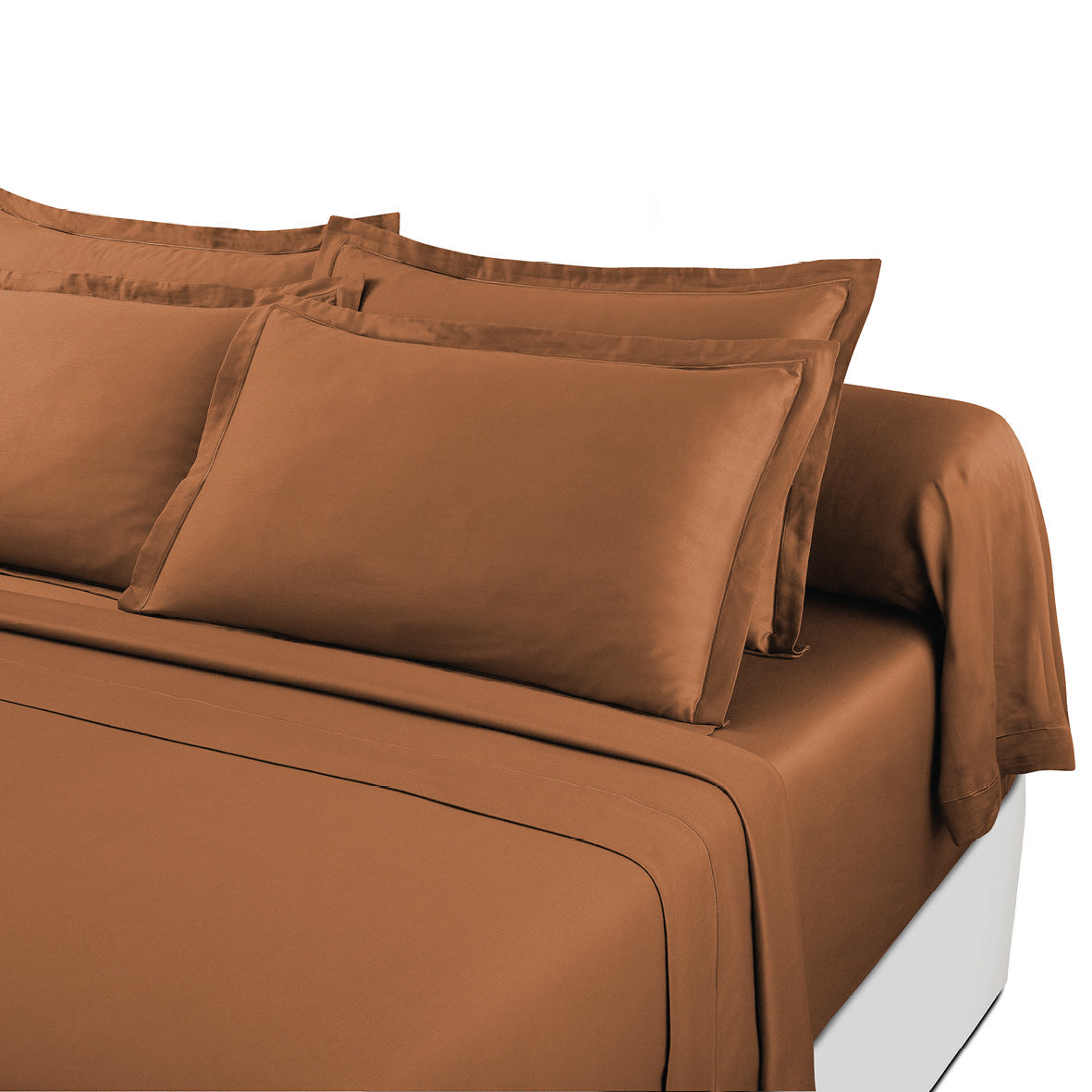 Ensemble de draps satin de coton - Uni 1 baratta Brun 01