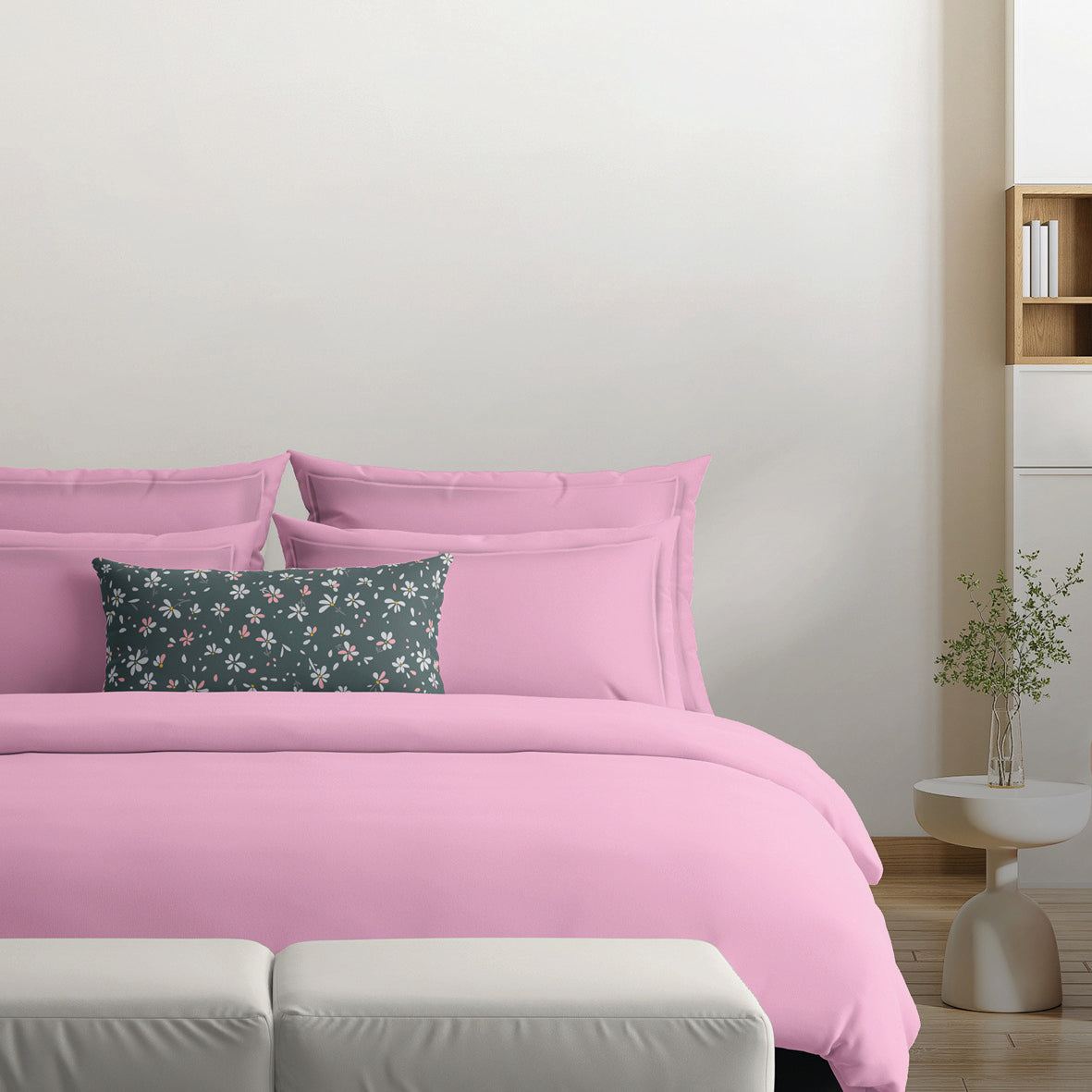 Pillowcase cotton satin - Uni 1 baratta Pink 04