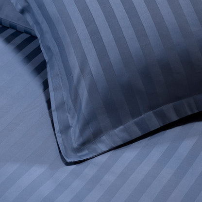 Duvet cover + pillowcase baby cotton satin dobby stripe woven baby - Blue