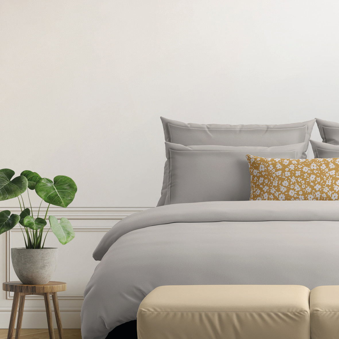 Pillowcase cotton satin - Uni 1 baratta Taupe 05