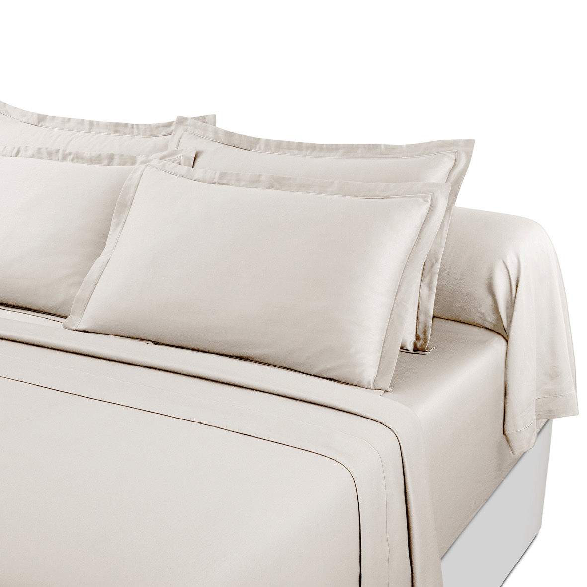 Ensemble de draps satin de coton - Uni 1 baratta Taupe 05