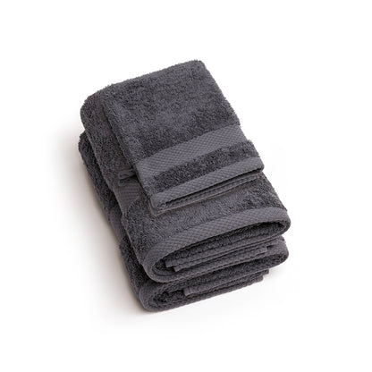 Complete bath linen set combed cotton - Sérénité - 4 pieces Dark grey
