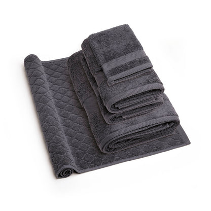 Complete bath linen set combed cotton - Sérénité - 6 pieces Dark grey