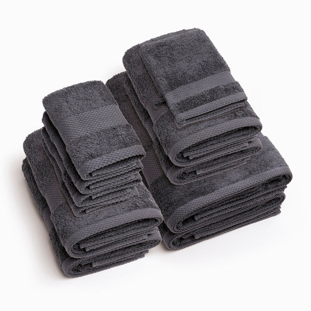 Complete bath linen set combed cotton - Sérénité - 12 pieces Dark grey