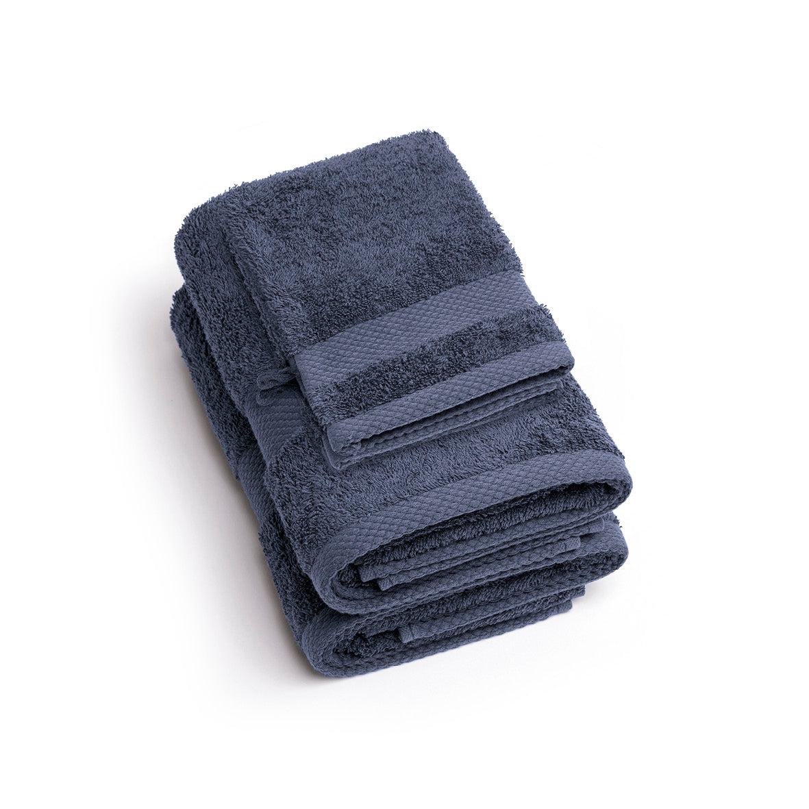 Complete bath linen set combed cotton - Sérénité - 4 pieces Navy blue