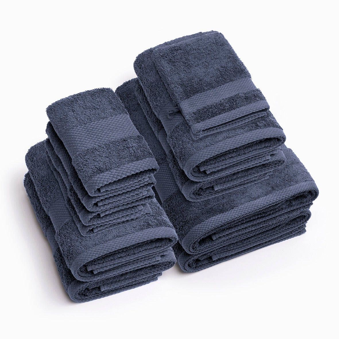 Complete bath linen set combed cotton - Sérénité - 12 pieces Navy blue
