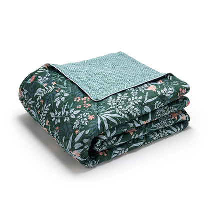 Bedspread cotton satin - Jardin volant Green - 220 x 250 cm