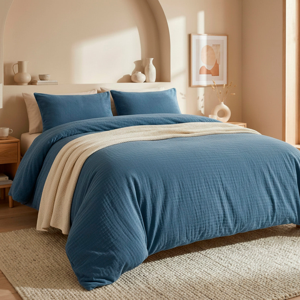 Pillowcase cotton gauze - Uni Blue 14