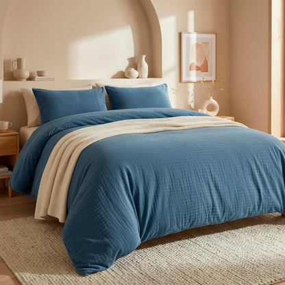 Pillowcase cotton gauze - Uni Blue 14