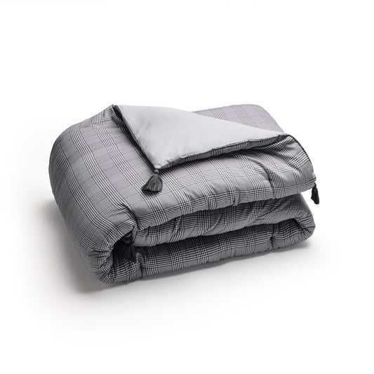 Quilt with tassels cotton satin - Gris héritage Grey - 140 x 200 cm