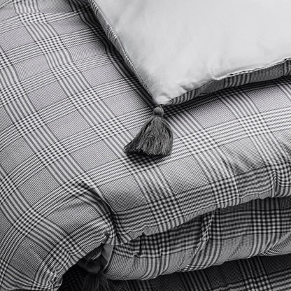 Quilt with tassels cotton satin - Gris héritage Grey - 140 x 200 cm