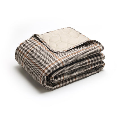 Bedspread cotton satin - Prince de Galles Brown - 220 x 250 cm