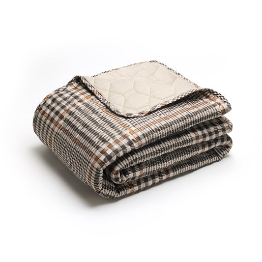 Bedspread cotton satin - Prince de Galles Brown - 220 x 250 cm