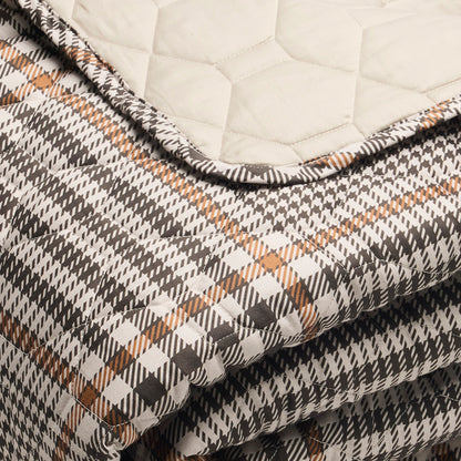 Bedspread cotton satin - Prince de Galles Brown - 220 x 250 cm