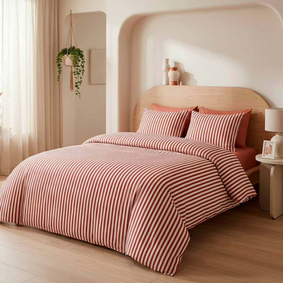 Duvet cover + pillowcase cotton satin - Mélya Red