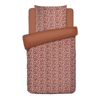 Duvet cover + pillowcase cotton satin - Fleurs minimalistes Terracotta