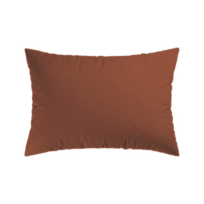 Pillowcase cotton satin - Uni / Fleurs minimalistes - Terracotta 01