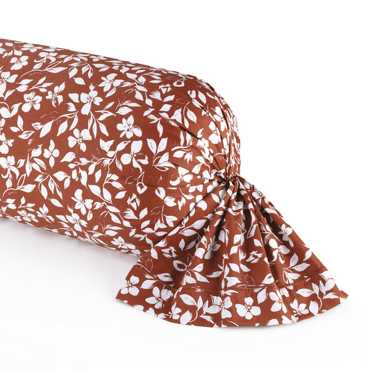 Pillowcase cotton satin - Fleurs minimalistes Terracotta