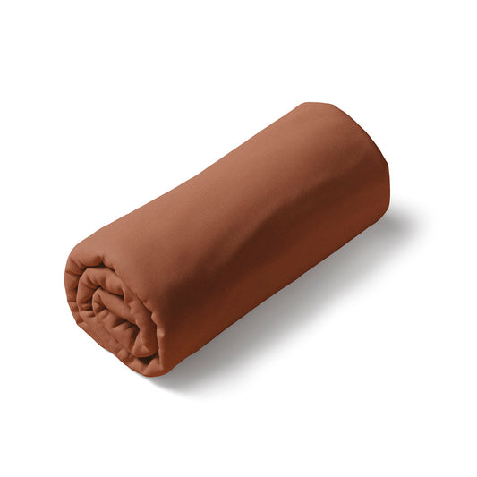 Fitted sheet cotton satin - Uni Terracotta 01