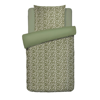 Duvet cover + pillowcase cotton satin - Fleurs minimalistes Green